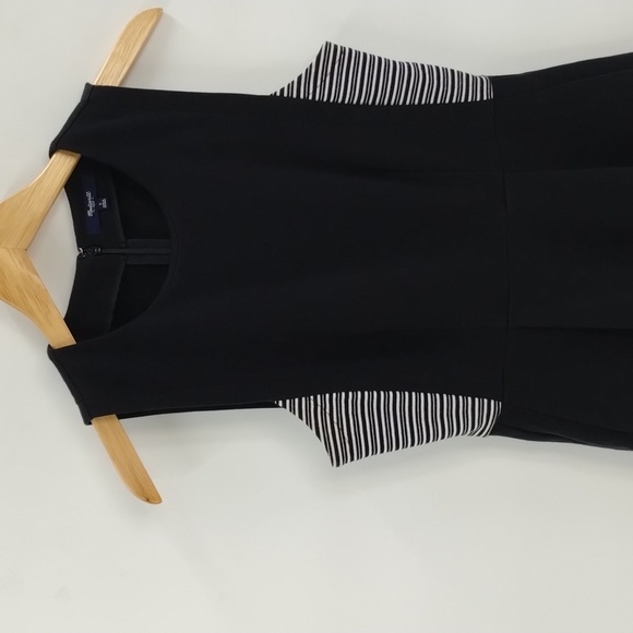 Madewell Mini Dress Size 2 Black White Fit & Flare Sleeveless Skater Stretch - Picture 2 of 8